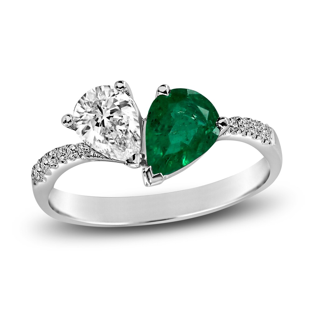 Natural Emerald Engagement Ring 1/2 ct tw Diamonds 14K White Gold tNetD9ir Natural Emerald Engagement Ring 1/2 ct tw Diamonds 14K White Gold tNetD9ir