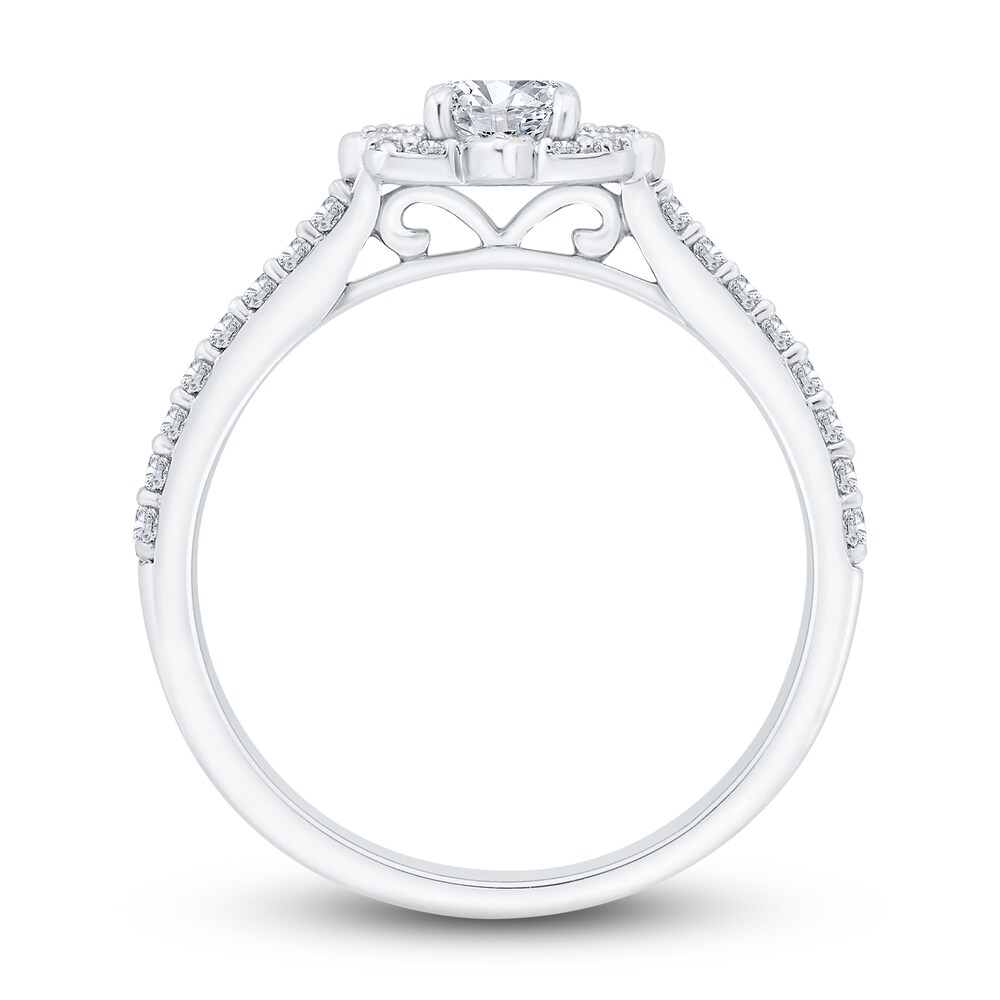 Diamond Engagement Ring 5/8 ct tw Cushion/Round 14K White Gold tVyNDnIw