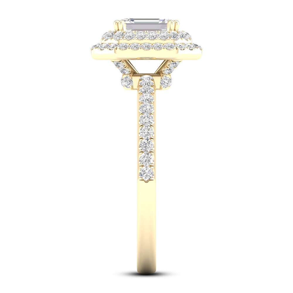 Diamond Engagement Ring 3/4 ct tw Emerald/Round 14K Yellow Gold thsSKITs