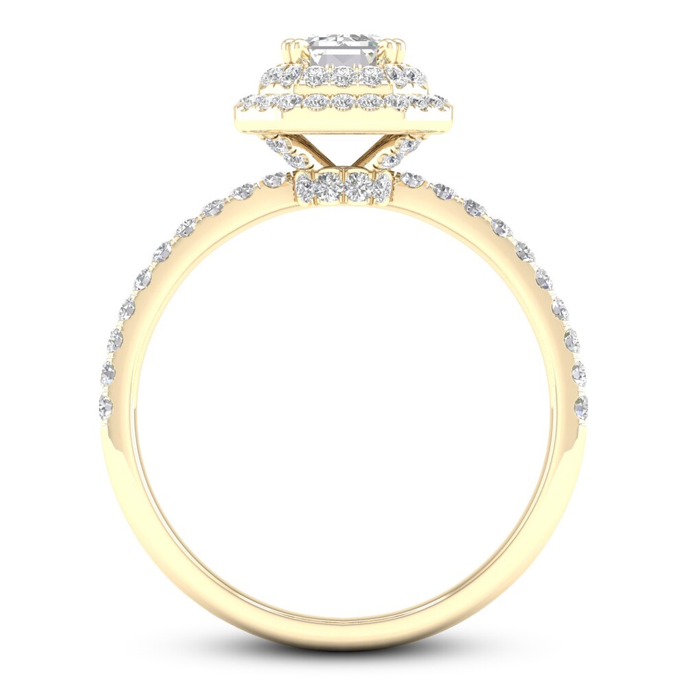 Diamond Engagement Ring 3/4 ct tw Emerald/Round 14K Yellow Gold thsSKITs