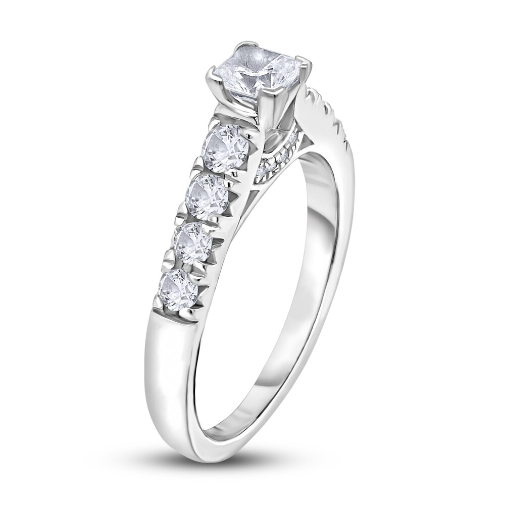 Diamond Engagement Ring 1-1/2 ct tw Princess/Round 14K White Gold u7pRooR7 Diamond Engagement Ring 1-1/2 ct tw Princess/Round 14K White Gold u7pRooR7