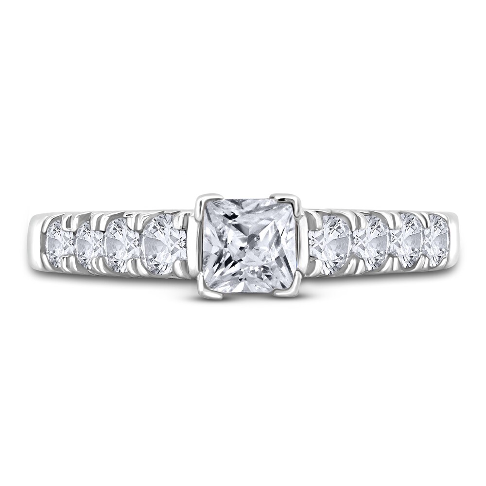 Diamond Engagement Ring 1-1/2 ct tw Princess/Round 14K White Gold u7pRooR7 Diamond Engagement Ring 1-1/2 ct tw Princess/Round 14K White Gold u7pRooR7