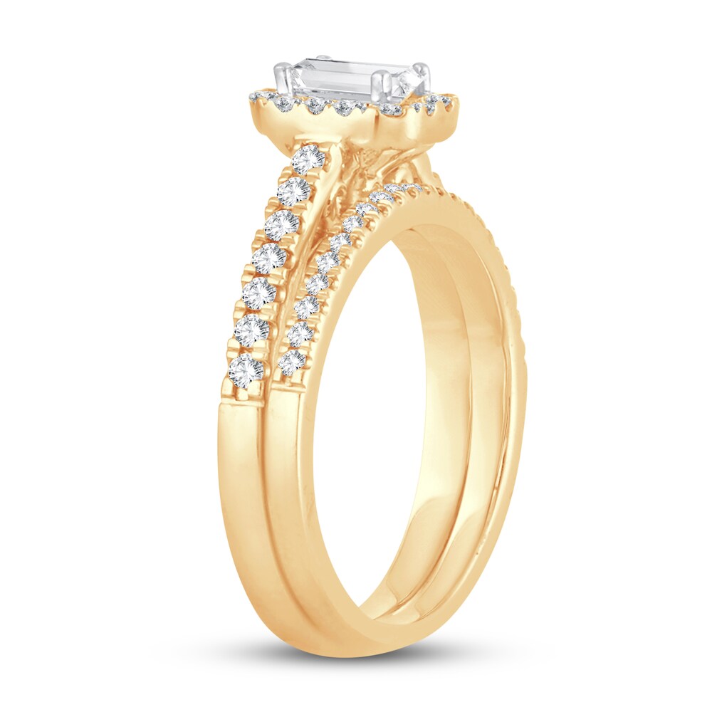 Diamond Bridal Set 1 ct tw Emerald/Round-cut 14K Yellow Gold u9uWthPe Diamond Bridal Set 1 ct tw Emerald/Round-cut 14K Yellow Gold u9uWthPe