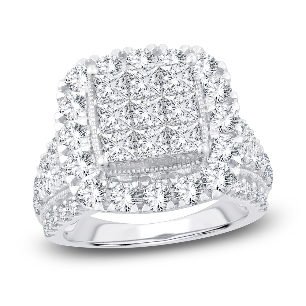 Diamond Ring 4 ct tw Round/Princess 14K White Gold uK7VjZG2 Diamond Ring 4 ct tw Round/Princess 14K White Gold uK7VjZG2