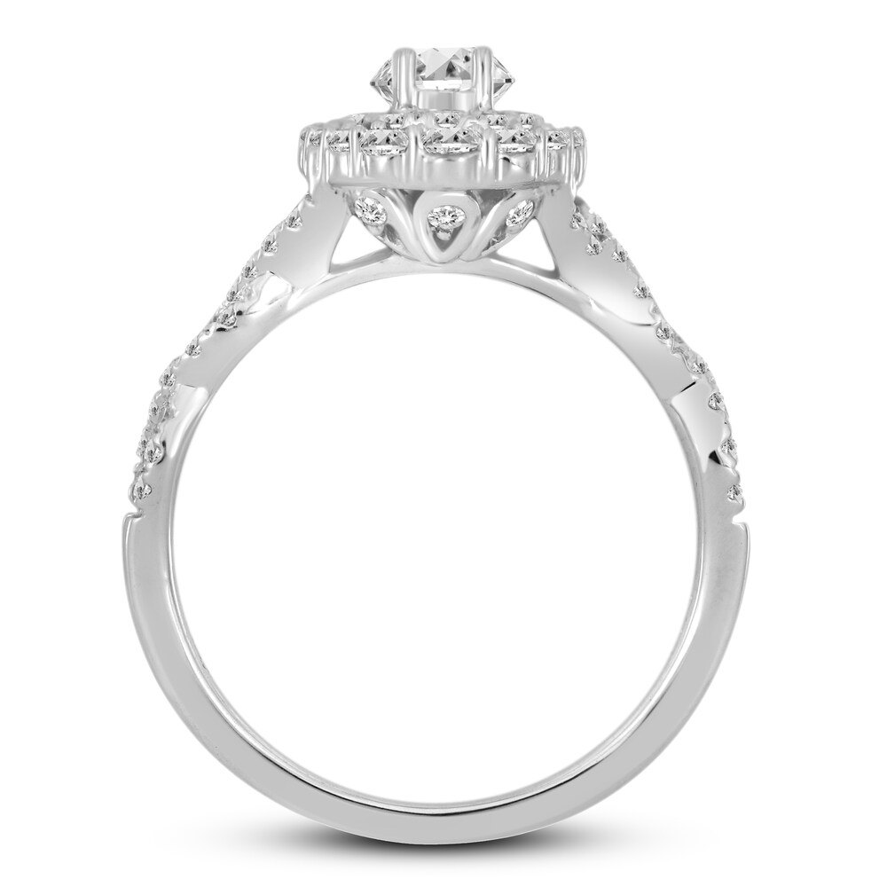 Diamond Engagement Ring 1 ct tw Oval/Round 14K White Gold ubFTEwLR Diamond Engagement Ring 1 ct tw Oval/Round 14K White Gold ubFTEwLR
