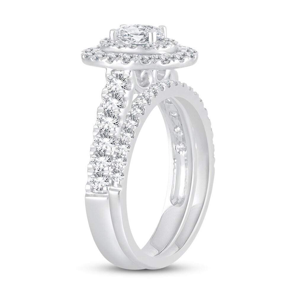 Diamond Bridal Set 1-1/5 ct tw Oval/Round-cut 14K White Gold ugFThqXh Diamond Bridal Set 1-1/5 ct tw Oval/Round-cut 14K White Gold ugFThqXh