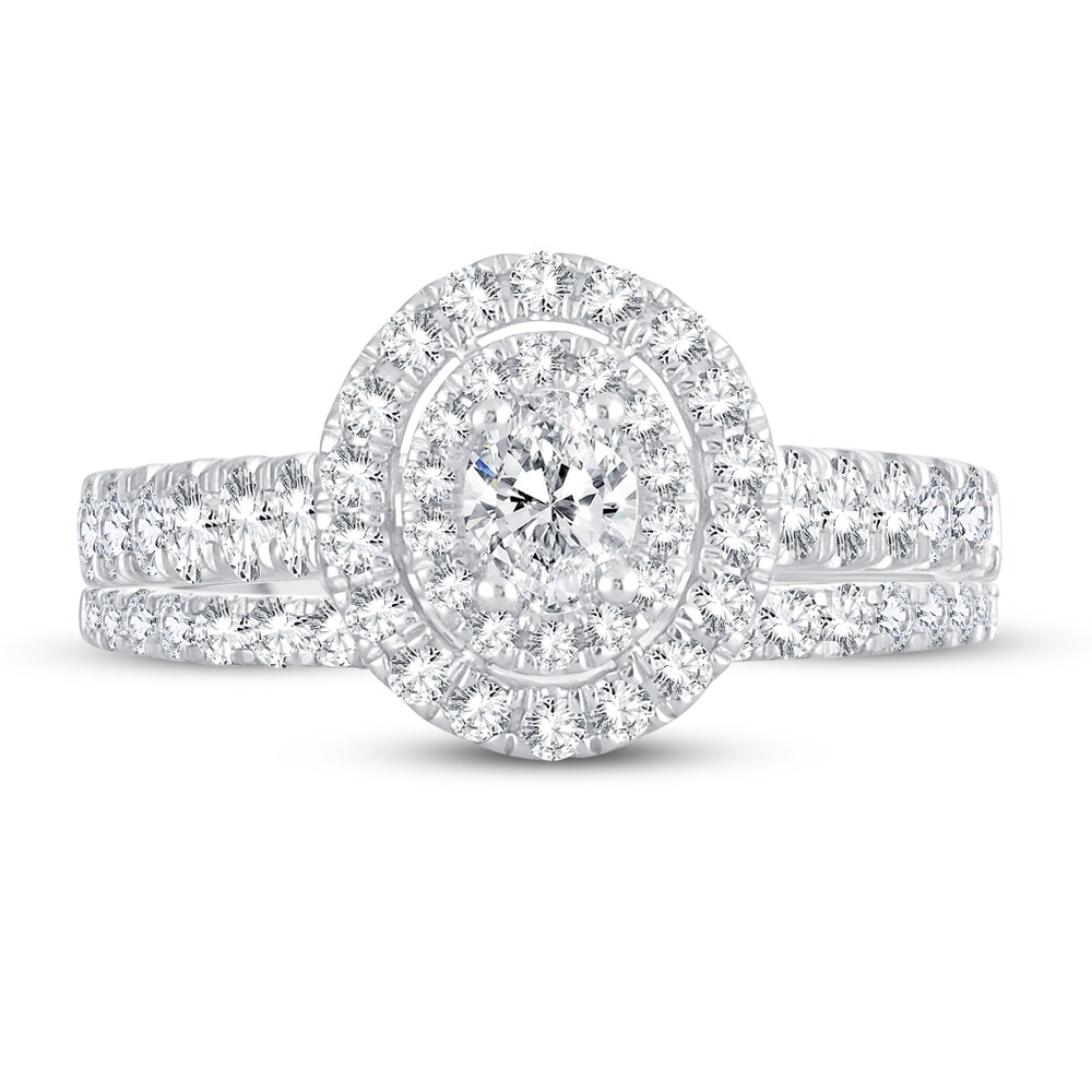 Diamond Bridal Set 1-1/5 ct tw Oval/Round-cut 14K White Gold ugFThqXh Diamond Bridal Set 1-1/5 ct tw Oval/Round-cut 14K White Gold ugFThqXh