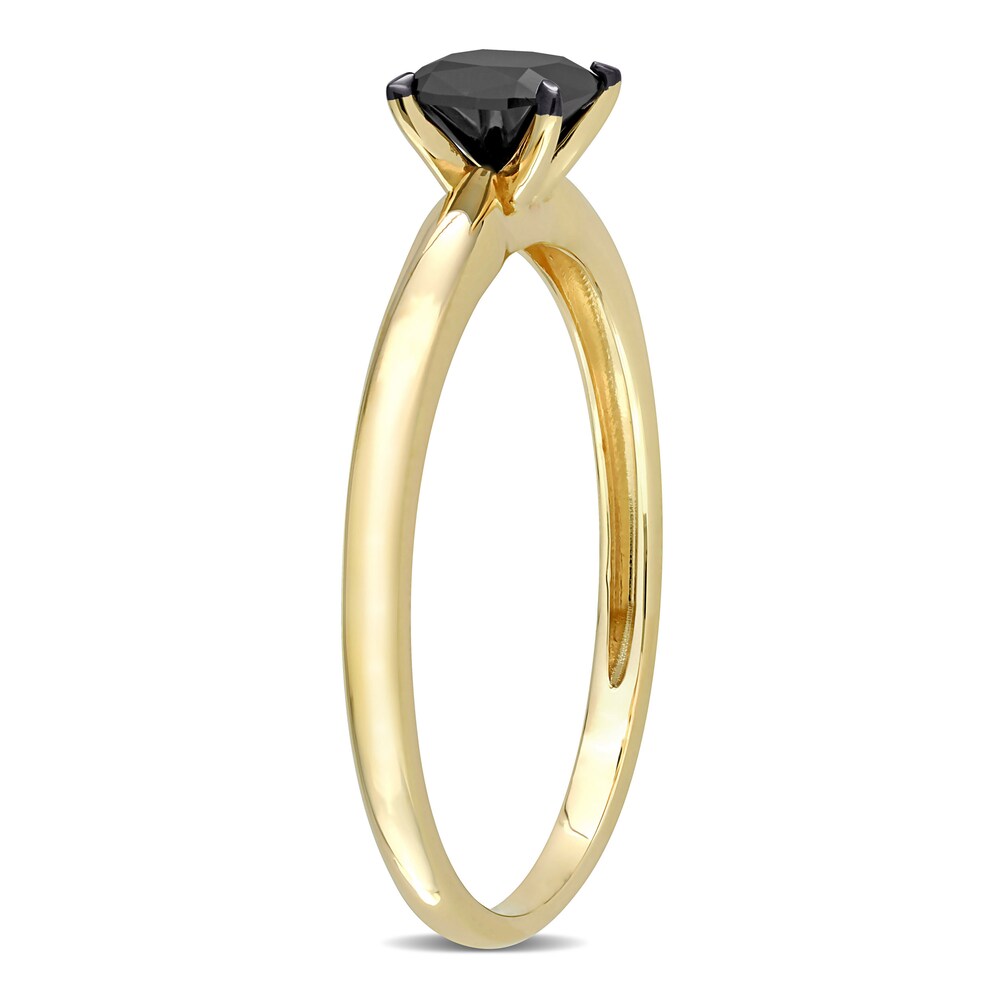 Black Diamond Solitaire Engagement Ring 1/2 ct tw Cushion-cut 14K Yellow Gold v6Trledy Black Diamond Solitaire Engagement Ring 1/2 ct tw Cushion-cut 14K Yellow Gold v6Trledy