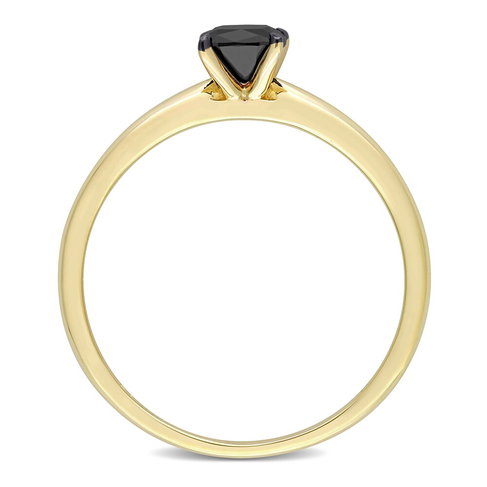 Black Diamond Solitaire Engagement Ring 1/2 ct tw Cushion-cut 14K Yellow Gold v6Trledy Black Diamond Solitaire Engagement Ring 1/2 ct tw Cushion-cut 14K Yellow Gold v6Trledy