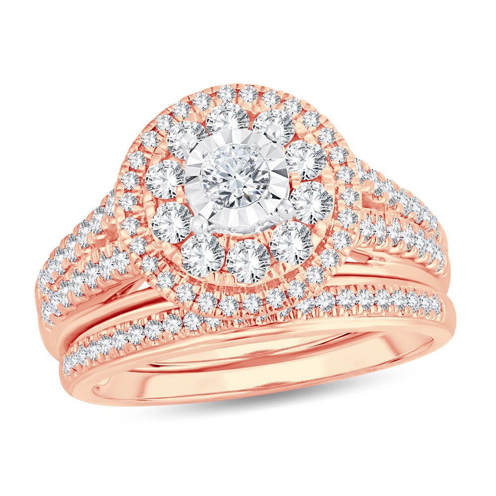 Diamond Bridal Set 1-1/10 ct tw Round-cut 14K Rose Gold v8BzV3n0 Diamond Bridal Set 1-1/10 ct tw Round-cut 14K Rose Gold v8BzV3n0