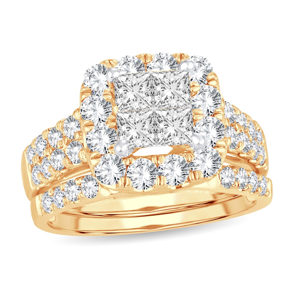 Diamond Bridal Set 2 ct tw Princess 14K Yellow Gold vsyXoJN6 Diamond Bridal Set 2 ct tw Princess 14K Yellow Gold vsyXoJN6