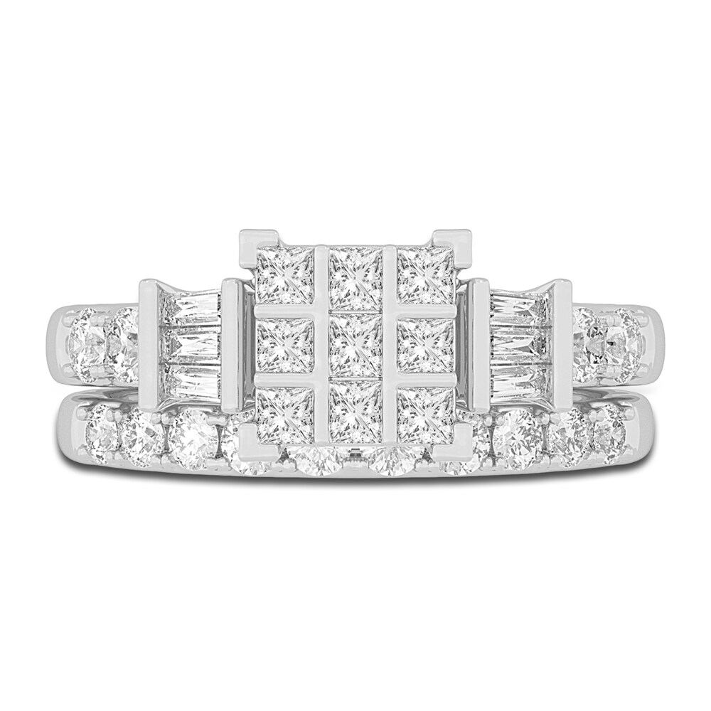 Diamond Bridal Set 1-1/2 ct tw Princess/Baguette/ Round 14K White Gold w2KTnT7U Diamond Bridal Set 1-1/2 ct tw Princess/Baguette/ Round 14K White Gold w2KTnT7U