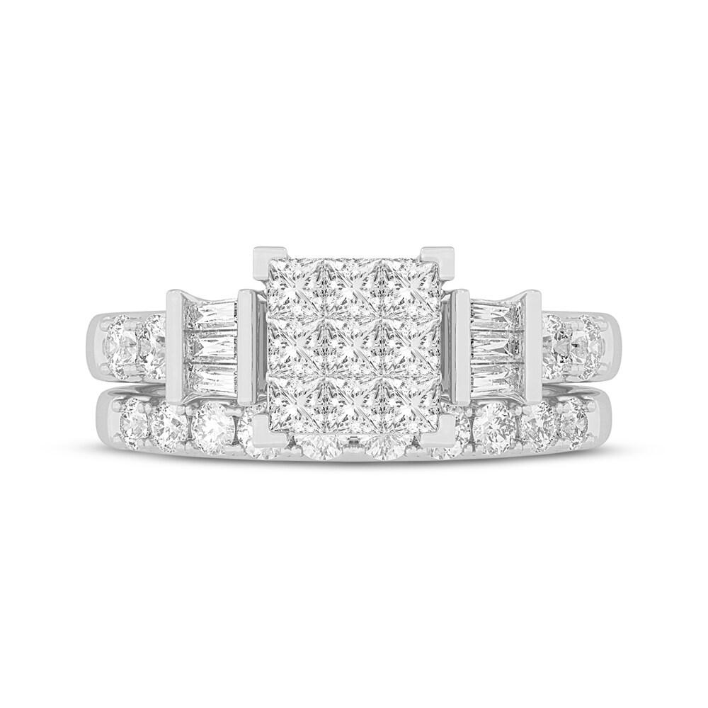 Diamond Bridal Set 1-1/2 ct tw Princess/Baguette/ Round 14K White Gold w2KTnT7U Diamond Bridal Set 1-1/2 ct tw Princess/Baguette/ Round 14K White Gold w2KTnT7U