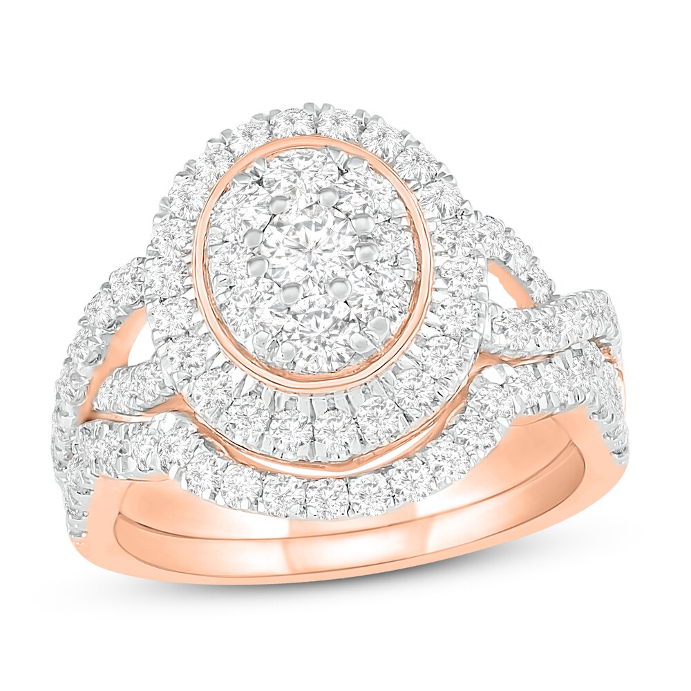 Diamond Bridal Set 1-1/2 ct tw Round 14K Rose Gold wFtauKCl Diamond Bridal Set 1-1/2 ct tw Round 14K Rose Gold wFtauKCl