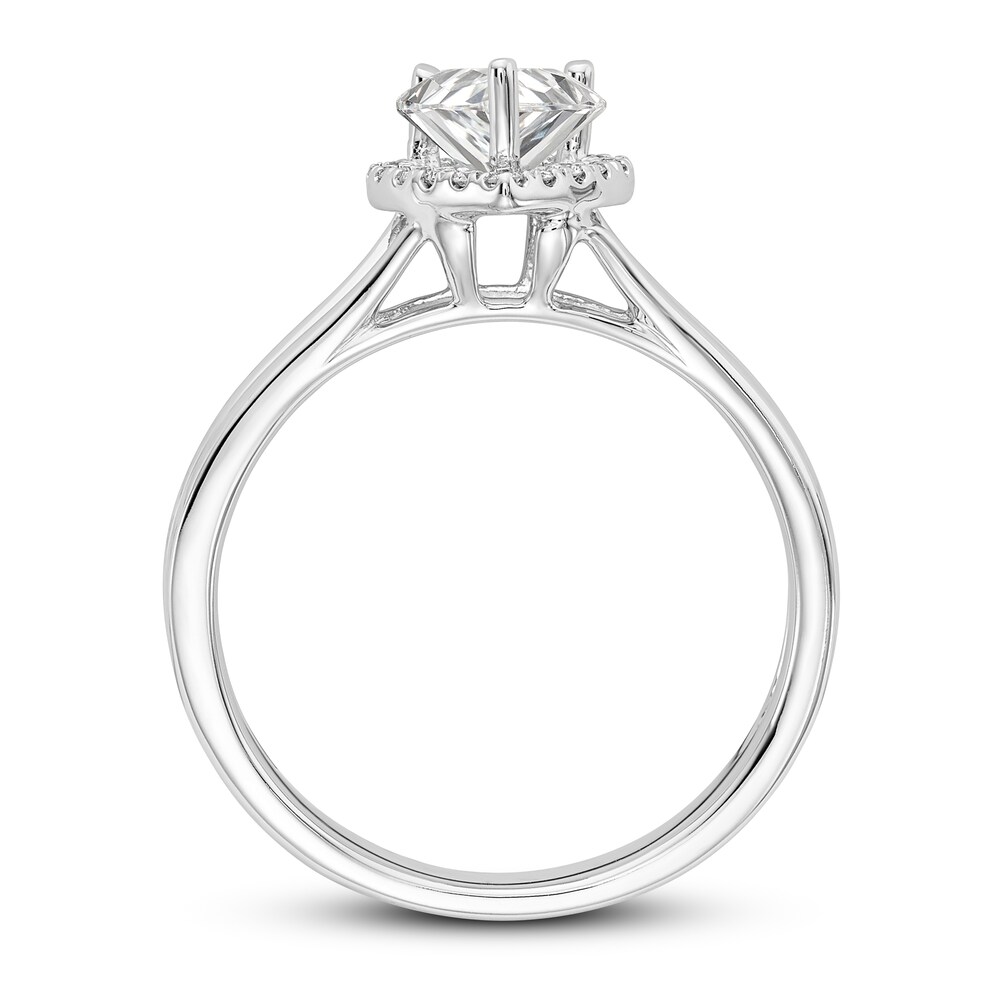 Diamond Halo Engagement Ring 1/2 ct tw Heart/Round 14K White Gold wJrZVSGv Diamond Halo Engagement Ring 1/2 ct tw Heart/Round 14K White Gold wJrZVSGv