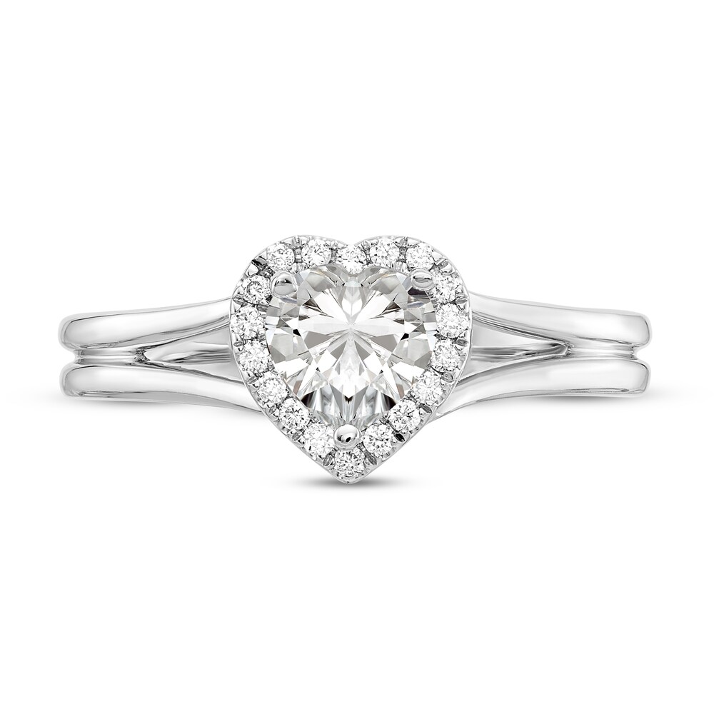 Diamond Halo Engagement Ring 1/2 ct tw Heart/Round 14K White Gold wJrZVSGv Diamond Halo Engagement Ring 1/2 ct tw Heart/Round 14K White Gold wJrZVSGv