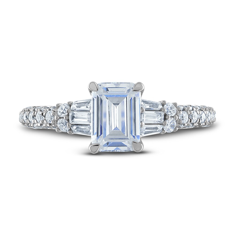 Certified Diamond Engagement Ring 1-1/2 ct tw Emerald/Round /Baguette 14K White Gold wVmLR38R Certified Diamond Engagement Ring 1-1/2 ct tw Emerald/Round /Baguette 14K White Gold wVmLR38R