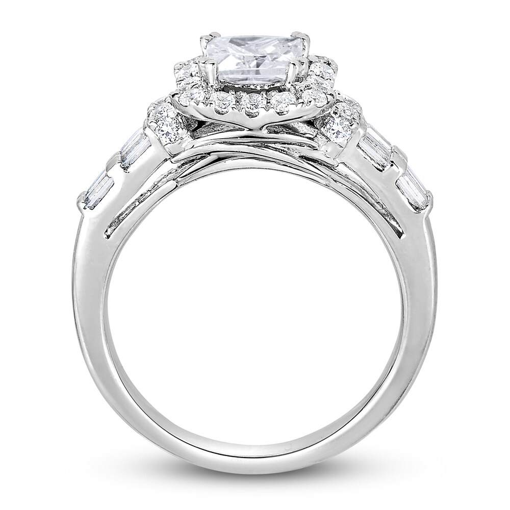 Diamond Engagement Ring 1-3/4 ct tw Princess/Round/Baguette 14K White Gold wwUOpBYl Diamond Engagement Ring 1-3/4 ct tw Princess/Round/Baguette 14K White Gold wwUOpBYl