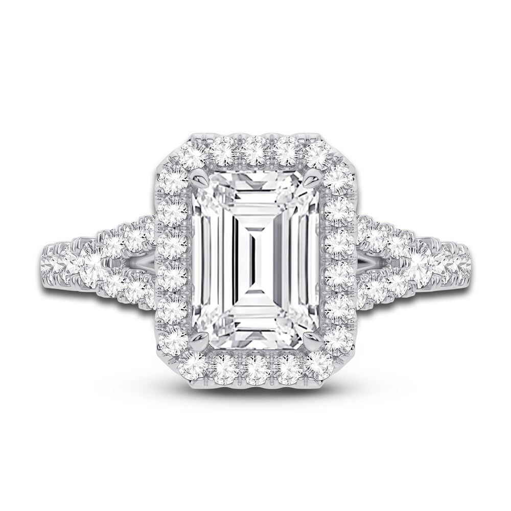 Lab-Created Diamond Engagement Ring 2-3/4 ct tw Emerald/Round 14K White Gold x9xE4OiX Lab-Created Diamond Engagement Ring 2-3/4 ct tw Emerald/Round 14K White Gold x9xE4OiX