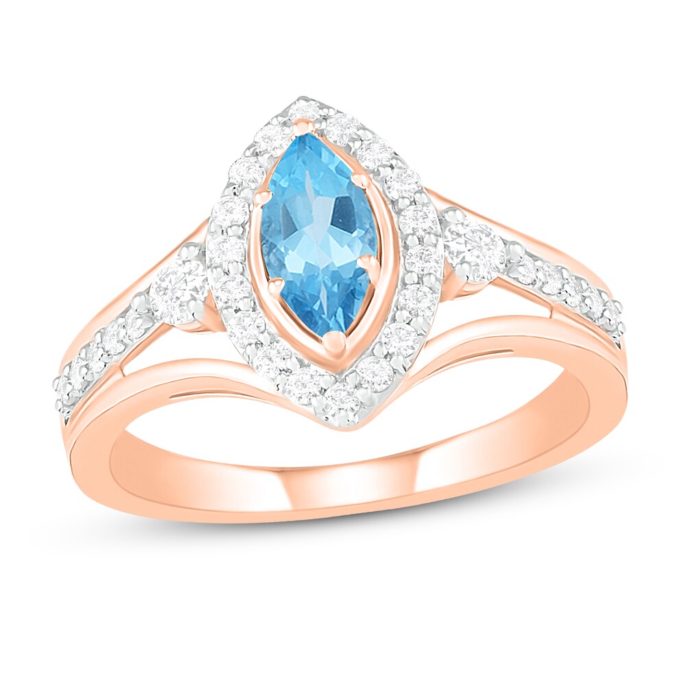 Natural Blue Topaz Engagement Ring 3/8 ct tw Diamonds 14K Rose Gold xCNwVjtf Natural Blue Topaz Engagement Ring 3/8 ct tw Diamonds 14K Rose Gold xCNwVjtf