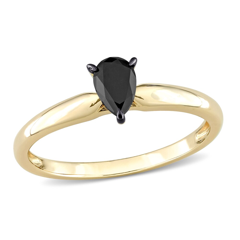 Black Diamond Solitaire Engagement Ring 1/2 ct tw Pear-shaped 14K Yellow Gold xJ73o3ZK Black Diamond Solitaire Engagement Ring 1/2 ct tw Pear-shaped 14K Yellow Gold xJ73o3ZK
