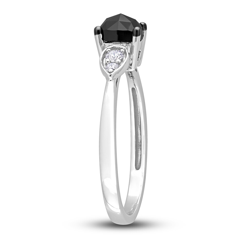Black & White Diamond Engagement Ring 1 ct tw Cushion/Round 14K White Gold xihcE9P9 Black & White Diamond Engagement Ring 1 ct tw Cushion/Round 14K White Gold xihcE9P9