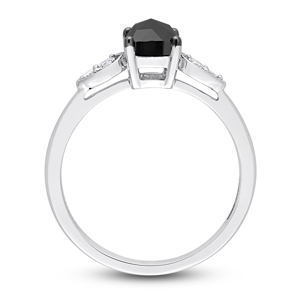 Black & White Diamond Engagement Ring 1 ct tw Cushion/Round 14K White Gold xihcE9P9 Black & White Diamond Engagement Ring 1 ct tw Cushion/Round 14K White Gold xihcE9P9