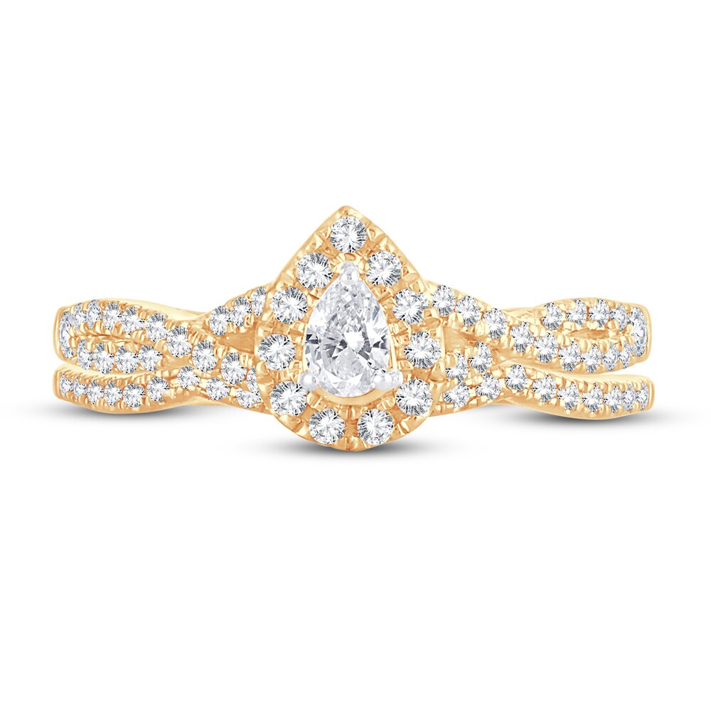 Diamond Bridal Set 1/2 ct tw Pear-shaped/Round-cut 14K Yellow Gold xjXu9y9X Diamond Bridal Set 1/2 ct tw Pear-shaped/Round-cut 14K Yellow Gold xjXu9y9X
