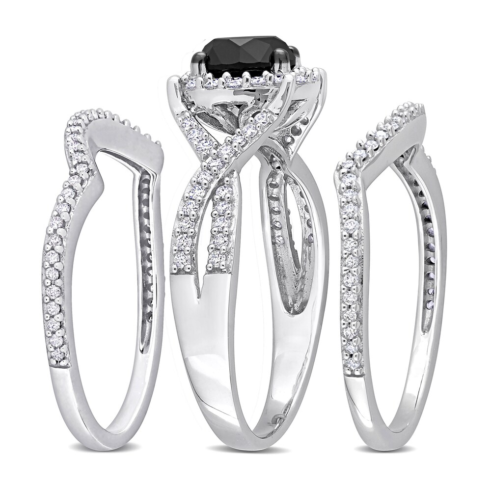 Black & White Diamond Bridal Set 1-1/2 ct tw Round 14K White Gold xx7bzprj Black & White Diamond Bridal Set 1-1/2 ct tw Round 14K White Gold xx7bzprj