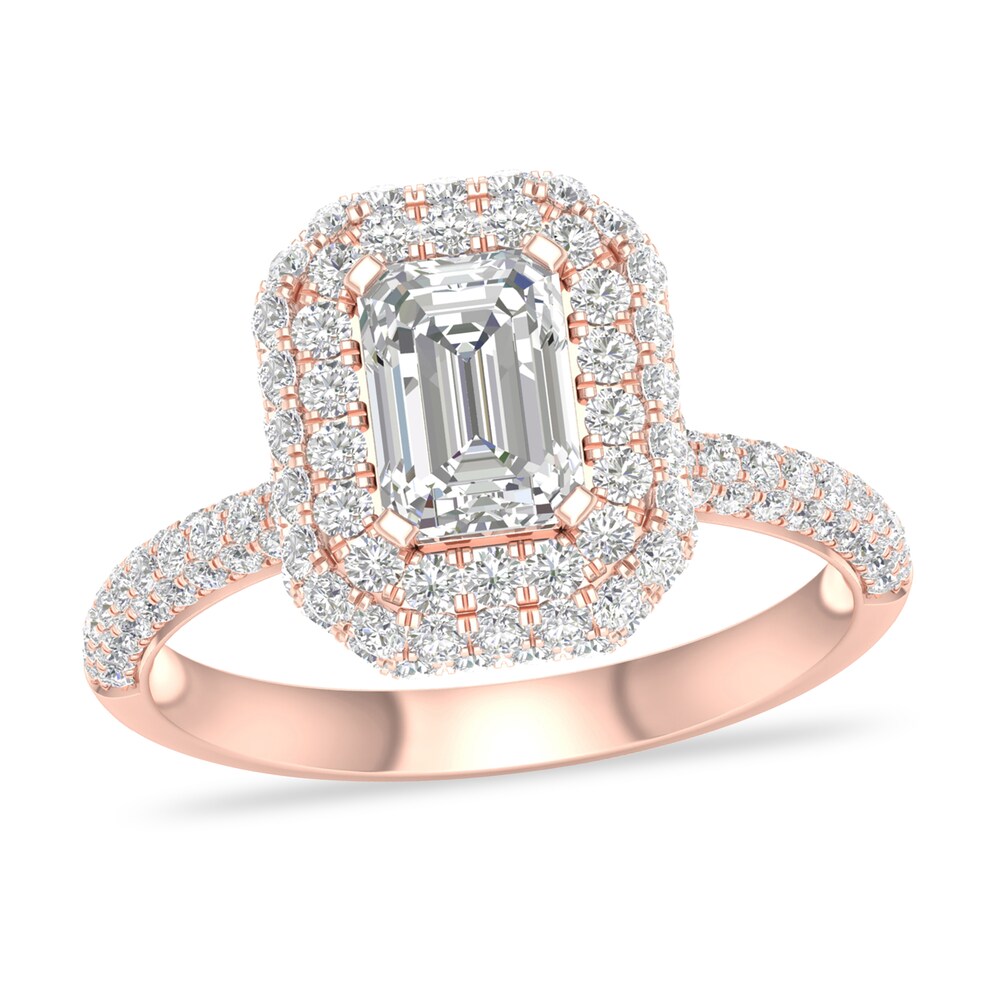 Diamond Ring 1-1/2 ct tw Emerald-cut 14K Rose Gold y5qN7ing Diamond Ring 1-1/2 ct tw Emerald-cut 14K Rose Gold y5qN7ing