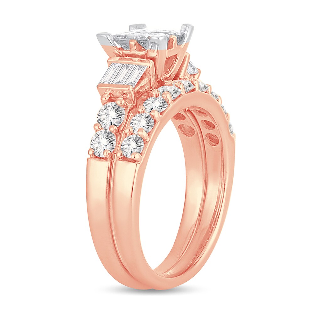 Diamond Bridal Set 2 ct tw Round/Princess/Baguette 14K Rose Gold ygTW5vFr