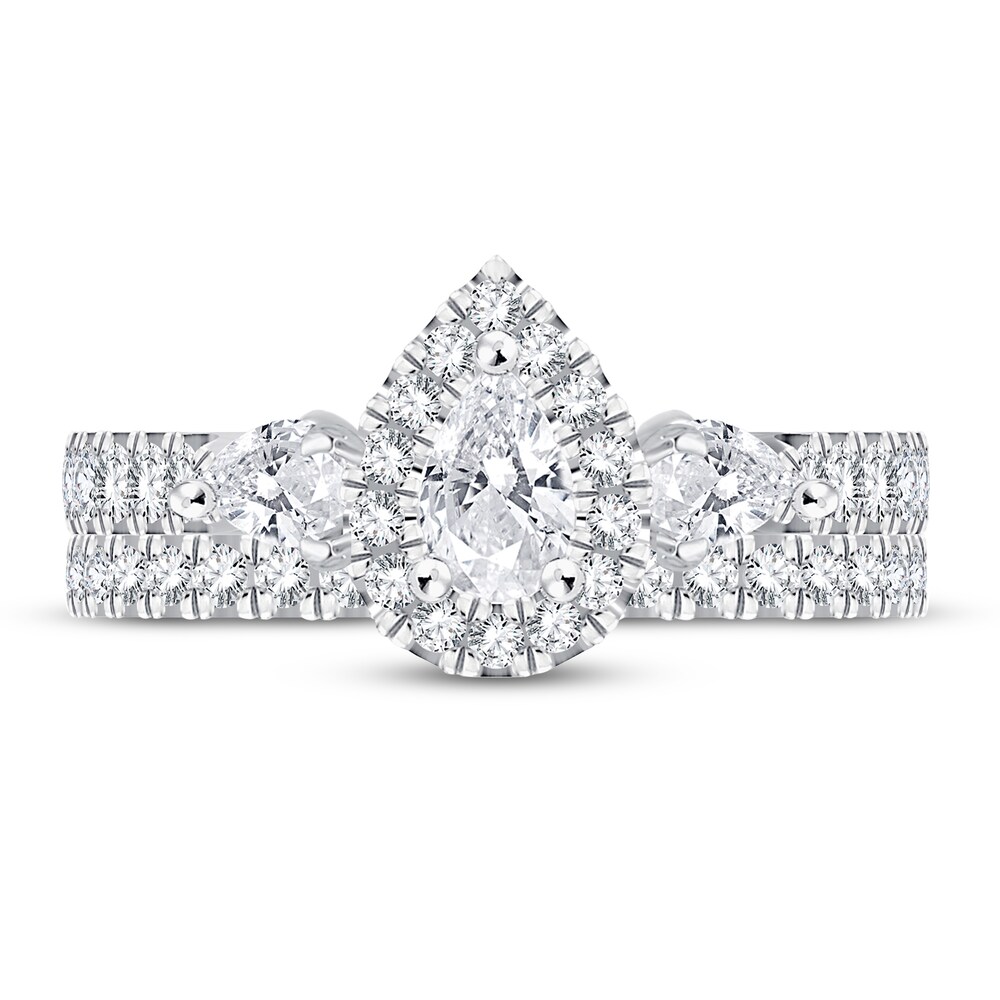 Diamond Bridal Set 1-1/2 ct tw Pear-shaped/Round-cut 14K White Gold yiJ6ExQE Diamond Bridal Set 1-1/2 ct tw Pear-shaped/Round-cut 14K White Gold yiJ6ExQE