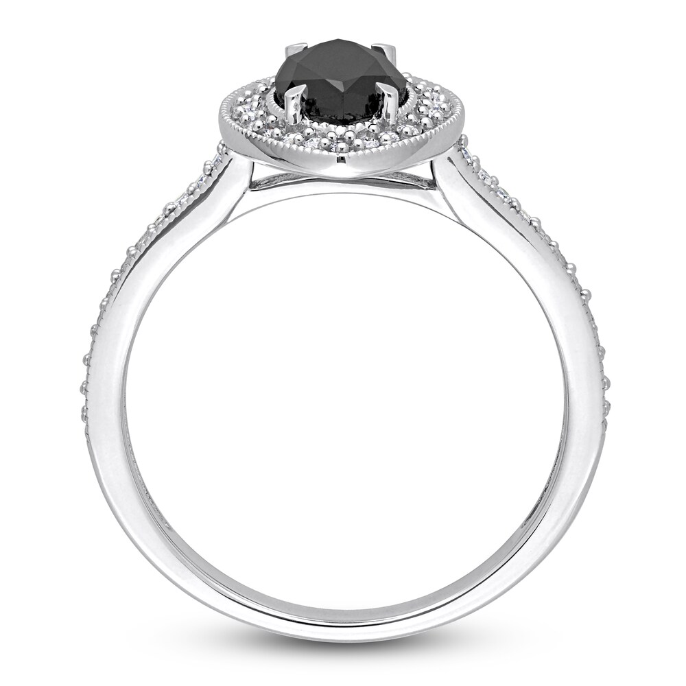 Black & White Diamond Halo Engagement Ring 1-1/4 ct tw Round 14K White Gold ylOKtXra Black & White Diamond Halo Engagement Ring 1-1/4 ct tw Round 14K White Gold ylOKtXra