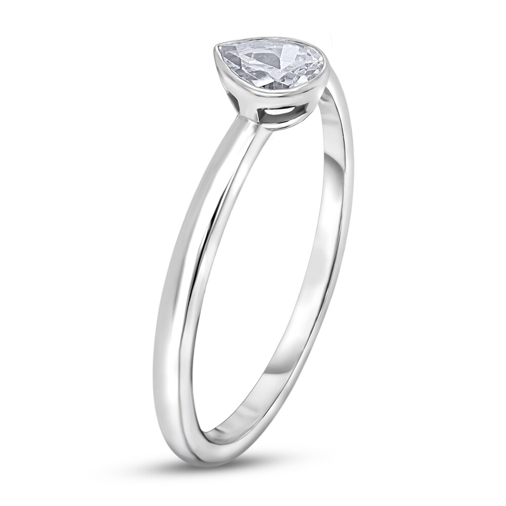 Diamond Solitaire Engagement Ring 1/2 ct tw Bezel-Set Pear-cut 14K White Gold (I2/I) z2dMIweq