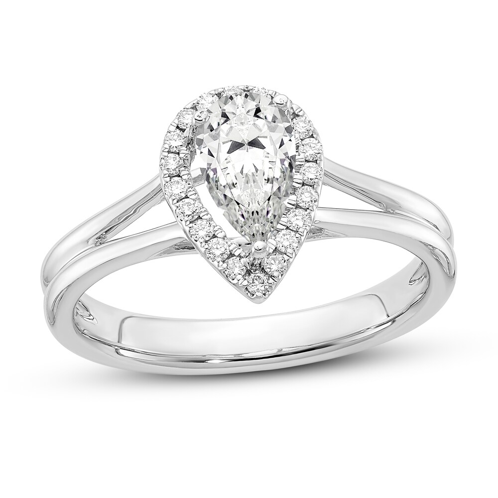 Diamond Halo Engagement Ring 7/8 ct tw Pear-shaped/Round 14K White Gold z2iqiCF6 Diamond Halo Engagement Ring 7/8 ct tw Pear-shaped/Round 14K White Gold z2iqiCF6