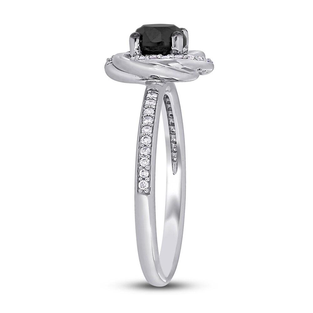 Black & White Diamond Engagement Ring 1 ct tw Round 14K White Gold zBbfYd1W Black & White Diamond Engagement Ring 1 ct tw Round 14K White Gold zBbfYd1W