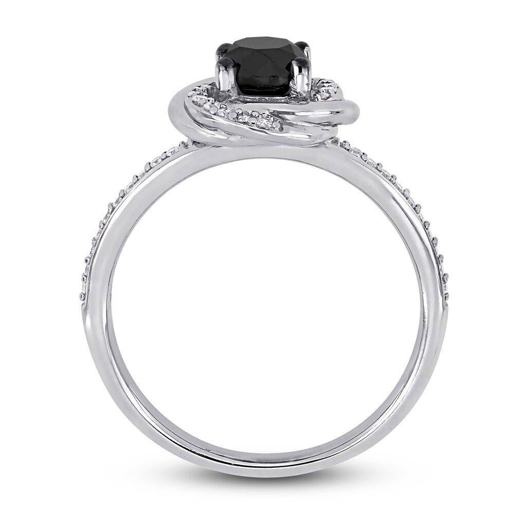 Black & White Diamond Engagement Ring 1 ct tw Round 14K White Gold zBbfYd1W Black & White Diamond Engagement Ring 1 ct tw Round 14K White Gold zBbfYd1W