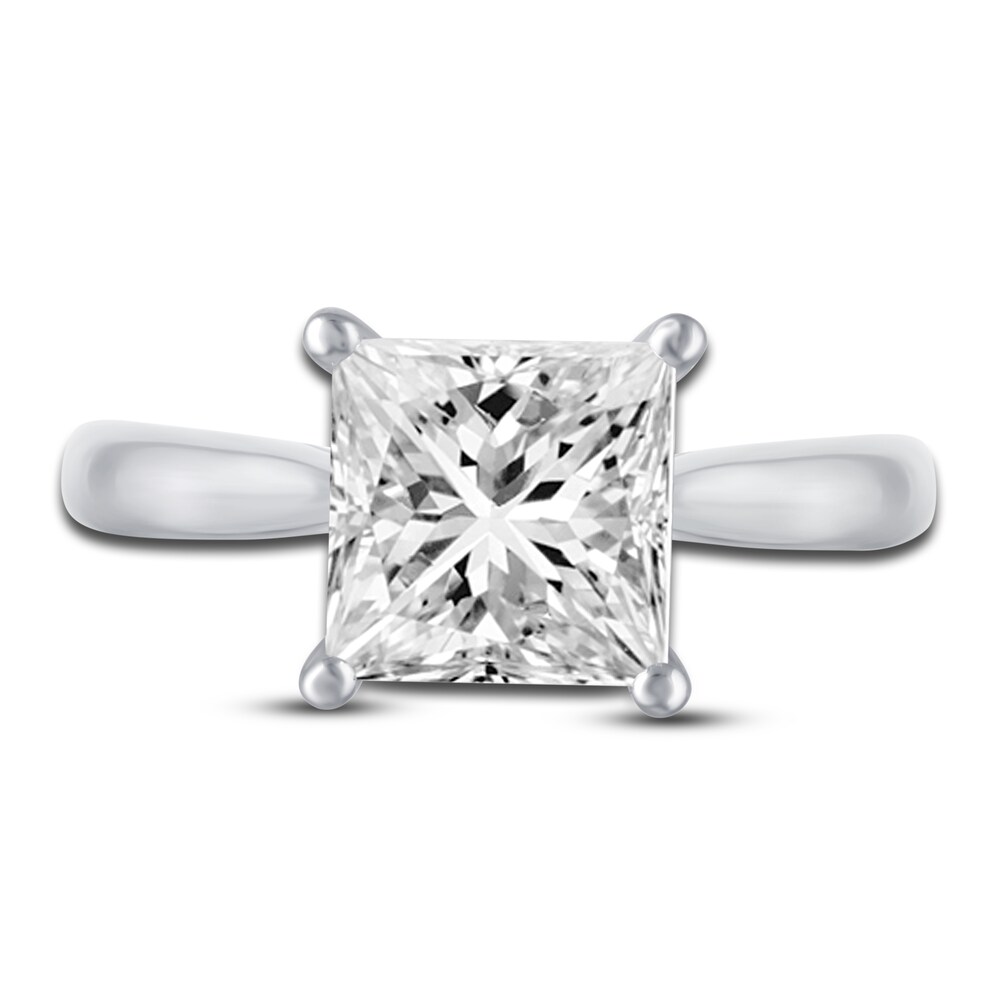 Lab-Created Diamond Solitaire Ring 3 ct tw Princess 14K White Gold (F/VS2) zWGG3CxL Lab-Created Diamond Solitaire Ring 3 ct tw Princess 14K White Gold (F/VS2) zWGG3CxL