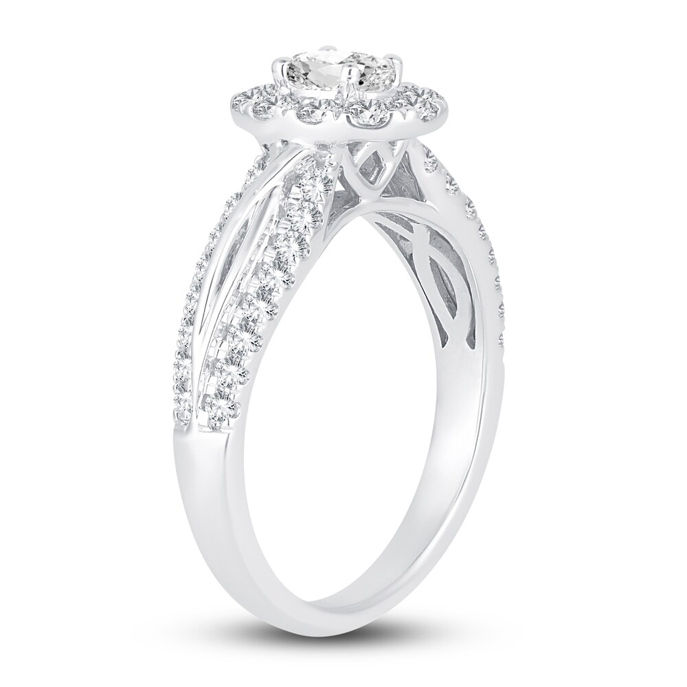 Diamond Engagement Ring 1 ct tw Oval/Round 14K White Gold zaxnBj1U