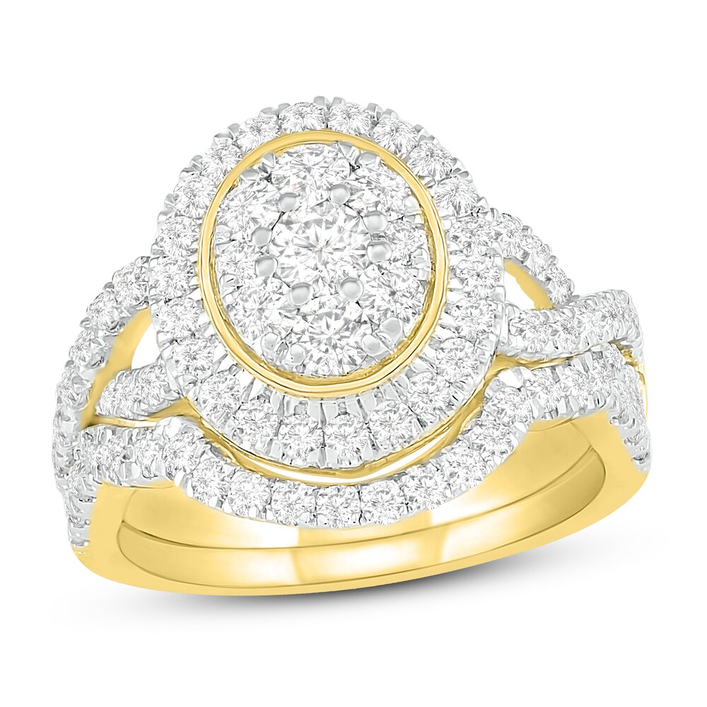 Diamond Bridal Set 1-1/2 ct tw Round 14K Yellow Gold zy71XfL3 Diamond Bridal Set 1-1/2 ct tw Round 14K Yellow Gold zy71XfL3