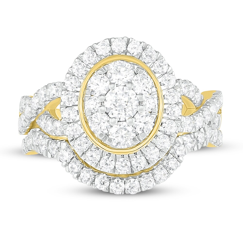 Diamond Bridal Set 1-1/2 ct tw Round 14K Yellow Gold zy71XfL3 Diamond Bridal Set 1-1/2 ct tw Round 14K Yellow Gold zy71XfL3